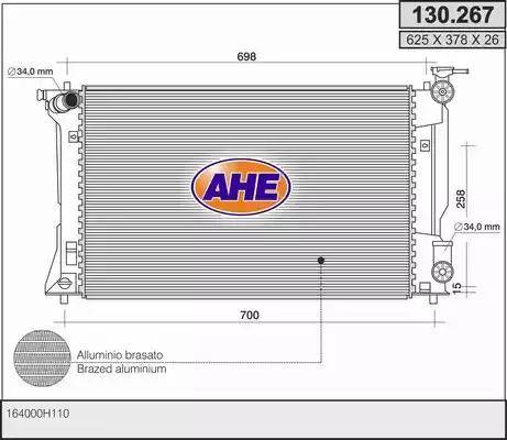 AHE 130.267 - Радіатор, охолодження двигуна autocars.com.ua