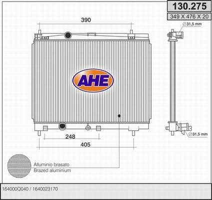 AHE 130.275 - Радіатор, охолодження двигуна autocars.com.ua