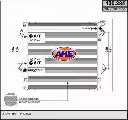 AHE 130.284 - Радіатор, охолодження двигуна autocars.com.ua