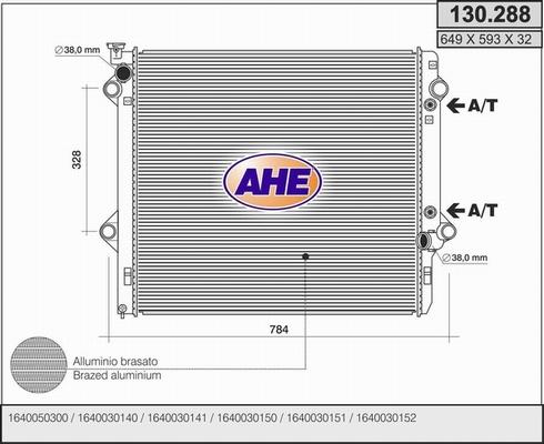 AHE 130.288 - Радіатор, охолодження двигуна autocars.com.ua