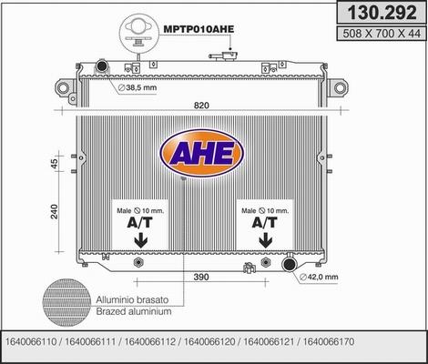 AHE 130.292 - Радіатор, охолодження двигуна autocars.com.ua