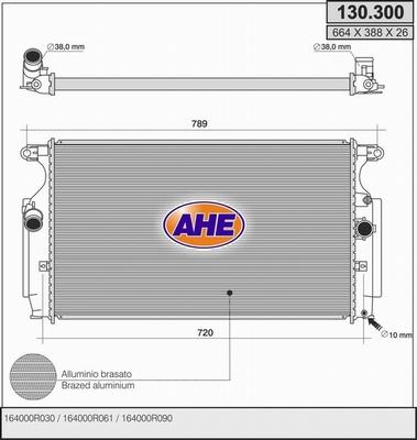 AHE 130.300 - Радіатор, охолодження двигуна autocars.com.ua