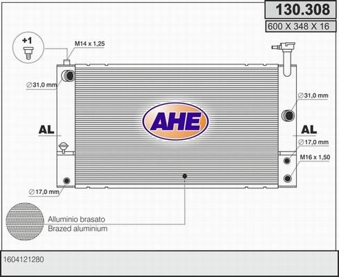 AHE 130.308 - Радіатор, охолодження двигуна autocars.com.ua