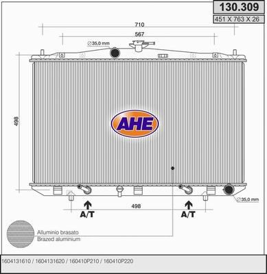 AHE 130.309 - Радіатор, охолодження двигуна autocars.com.ua