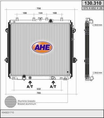 AHE 130.310 - Радіатор, охолодження двигуна autocars.com.ua