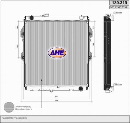 AHE 130.319 - Радіатор, охолодження двигуна autocars.com.ua