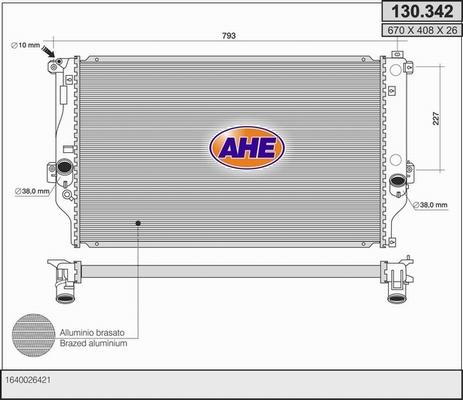 AHE 130.342 - Радіатор, охолодження двигуна autocars.com.ua