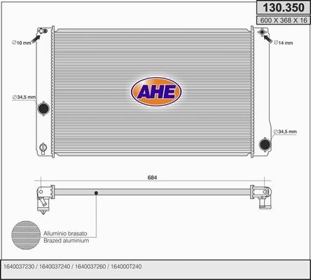 AHE 130.350 - Радіатор, охолодження двигуна autocars.com.ua