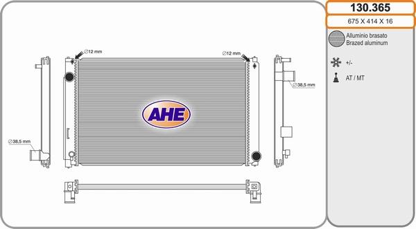 AHE 130.365 - Радіатор, охолодження двигуна autocars.com.ua