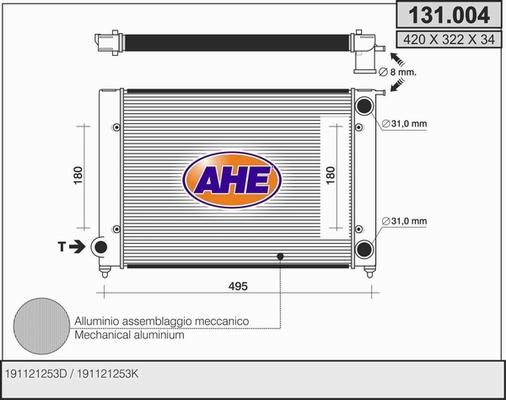 AHE 131.004 - Радіатор, охолодження двигуна autocars.com.ua