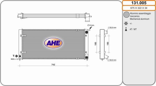 AHE 131.005 - Радіатор, охолодження двигуна autocars.com.ua