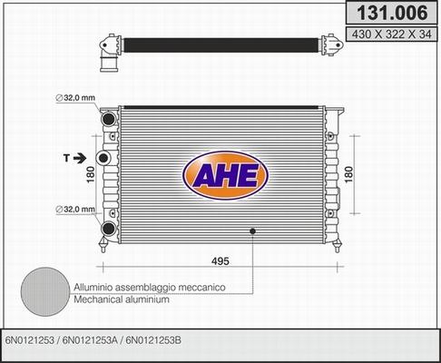 AHE 131.006 - Радіатор, охолодження двигуна autocars.com.ua