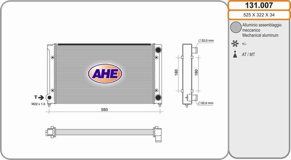 AHE 131.007 - Радіатор, охолодження двигуна autocars.com.ua