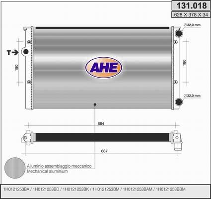 AHE 131.018 - Радіатор, охолодження двигуна autocars.com.ua