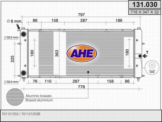 AHE 131.030 - Радіатор, охолодження двигуна autocars.com.ua