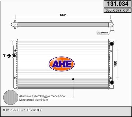 AHE 131.034 - Радіатор, охолодження двигуна autocars.com.ua