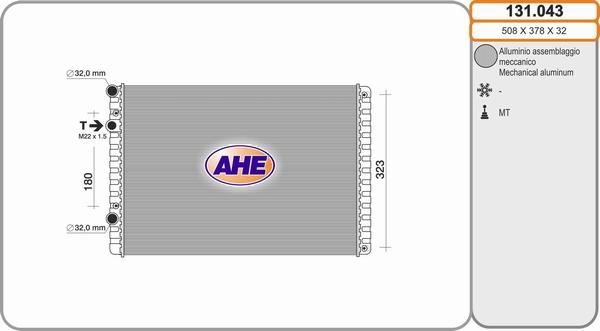 AHE 131.043 - Радіатор, охолодження двигуна autocars.com.ua