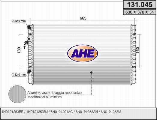 AHE 131.045 - Радіатор, охолодження двигуна autocars.com.ua