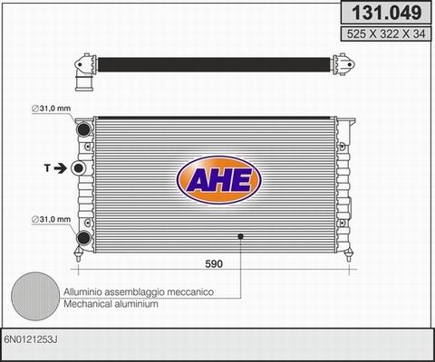 AHE 131.049 - Радіатор, охолодження двигуна autocars.com.ua