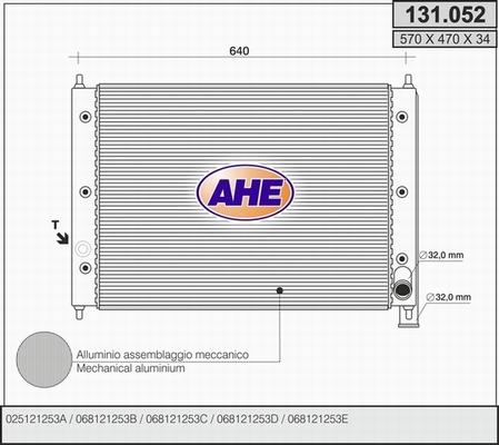 AHE 131.052 - Радіатор, охолодження двигуна autocars.com.ua