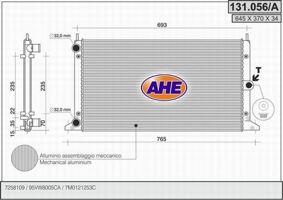 AHE 131.056/A - Радіатор, охолодження двигуна autocars.com.ua