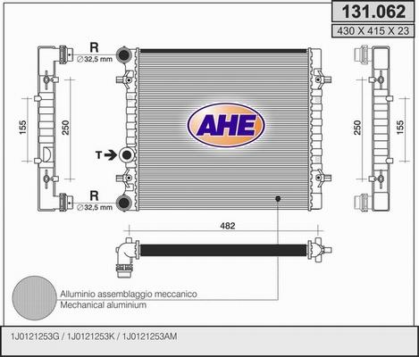 AHE 131.062 - Радіатор, охолодження двигуна autocars.com.ua