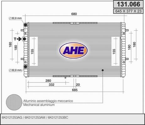 AHE 131.066 - Радіатор, охолодження двигуна autocars.com.ua