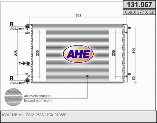 AHE 131.067 - Радіатор, охолодження двигуна autocars.com.ua