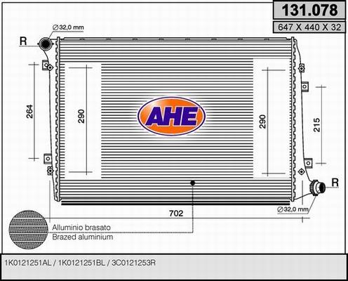 AHE 131.078 - Радіатор, охолодження двигуна autocars.com.ua