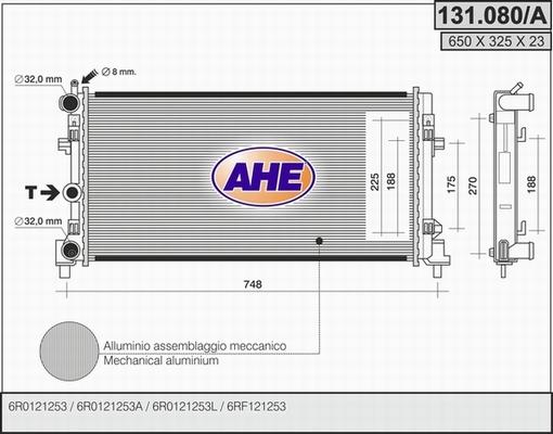 AHE 131.080/A - Радіатор, охолодження двигуна autocars.com.ua