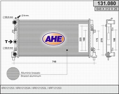 AHE 131.080 - Радіатор, охолодження двигуна autocars.com.ua