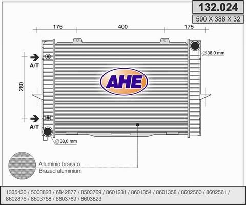 AHE 132.024 - Радіатор, охолодження двигуна autocars.com.ua
