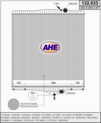 AHE 132.033 - Радіатор, охолодження двигуна autocars.com.ua