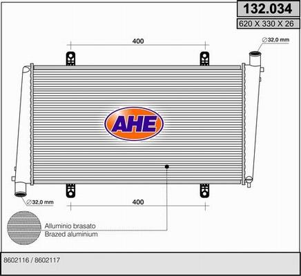 AHE 132.034 - Радіатор, охолодження двигуна autocars.com.ua