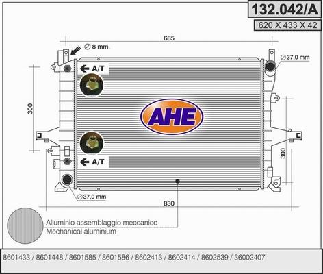 AHE 132.042/A - Радіатор, охолодження двигуна autocars.com.ua