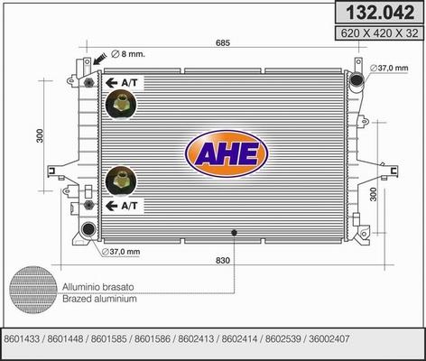 AHE 132.042 - Радіатор, охолодження двигуна autocars.com.ua