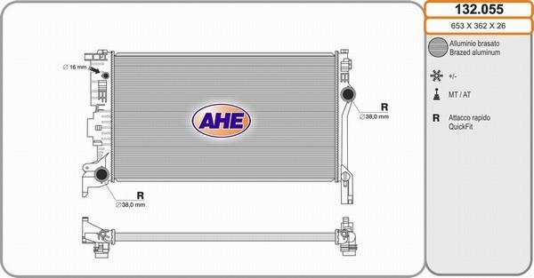 AHE 132.055 - Радиатор, охлаждение двигателя autodnr.net