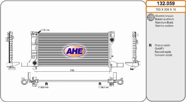AHE 132.059 - Радіатор, охолодження двигуна autocars.com.ua