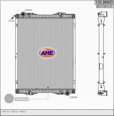 AHE 133.005/O - Радіатор, охолодження двигуна autocars.com.ua