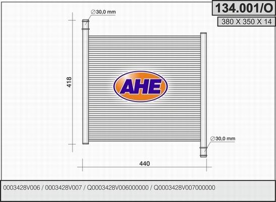 AHE 134.001/O - Радіатор, охолодження двигуна autocars.com.ua