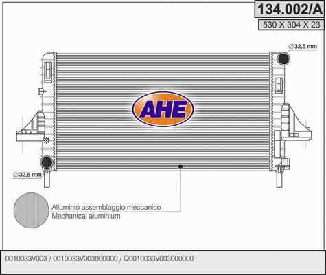 AHE 134.002/A - Радіатор, охолодження двигуна autocars.com.ua