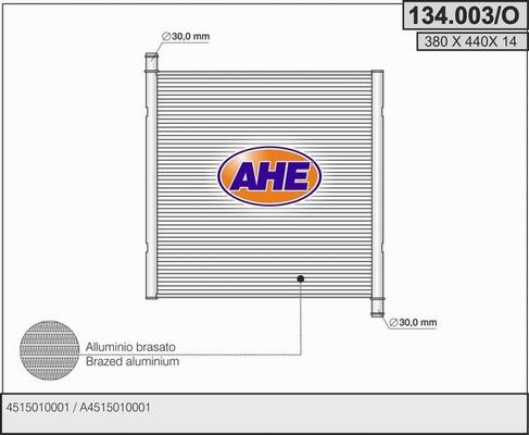 AHE 134.003/O - Радиатор, охлаждение двигателя autodnr.net