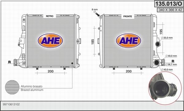 AHE 135.013/O - Радиатор, охлаждение двигателя autodnr.net