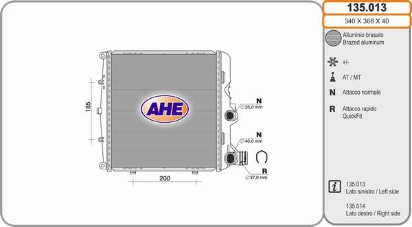 AHE 135.013 - Радіатор, охолодження двигуна autocars.com.ua