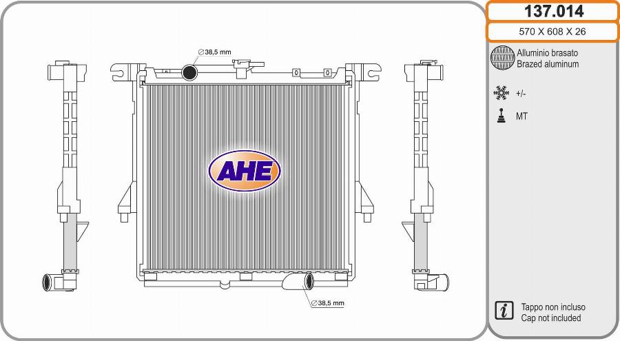 AHE 137.014 - Радіатор, охолодження двигуна autocars.com.ua