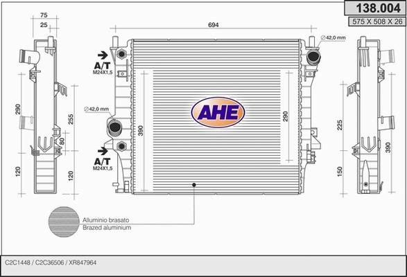 AHE 138.004 - Радіатор, охолодження двигуна autocars.com.ua