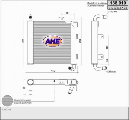 AHE 138.010 - Радіатор, охолодження двигуна autocars.com.ua