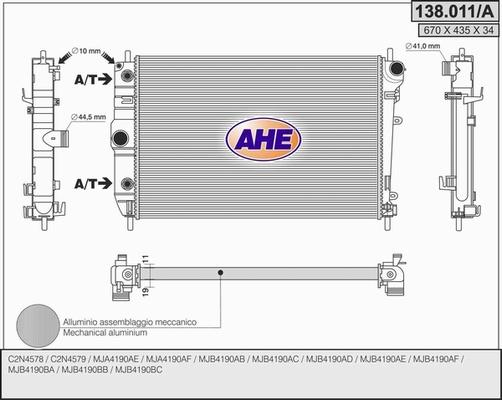 AHE 138.011/A - Радиатор, охлаждение двигателя autodnr.net