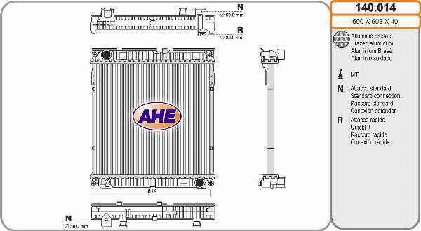 AHE 140.014 - Радіатор, охолодження двигуна autocars.com.ua