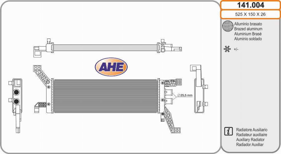 AHE 141.004 - Радіатор, охолодження двигуна autocars.com.ua